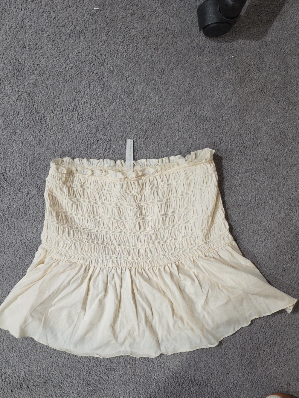 American Eagle Outfitters Cream Smocked Peplum Shirt